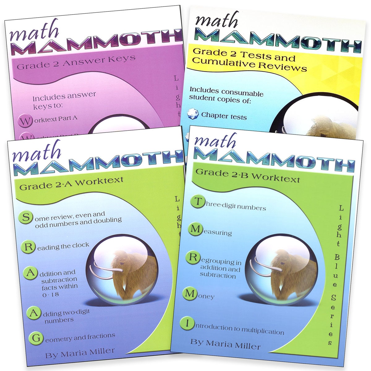 Math Mammoth Grade 2 Set (2012 Edition, Black and White)