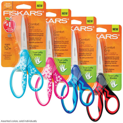 Fiskars Softgrip Left-Handed Student Scissors 7" (Assorted Color)