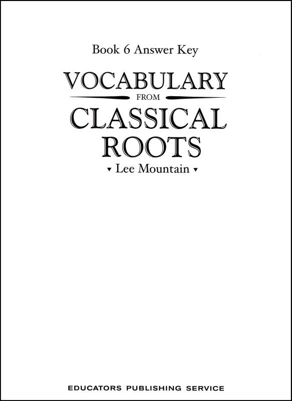 Mow 　NAMC モンテ3〜6才ディプロマ課程のテキスト6冊セット Vocabulary From Classical Roots 6 Answer Key