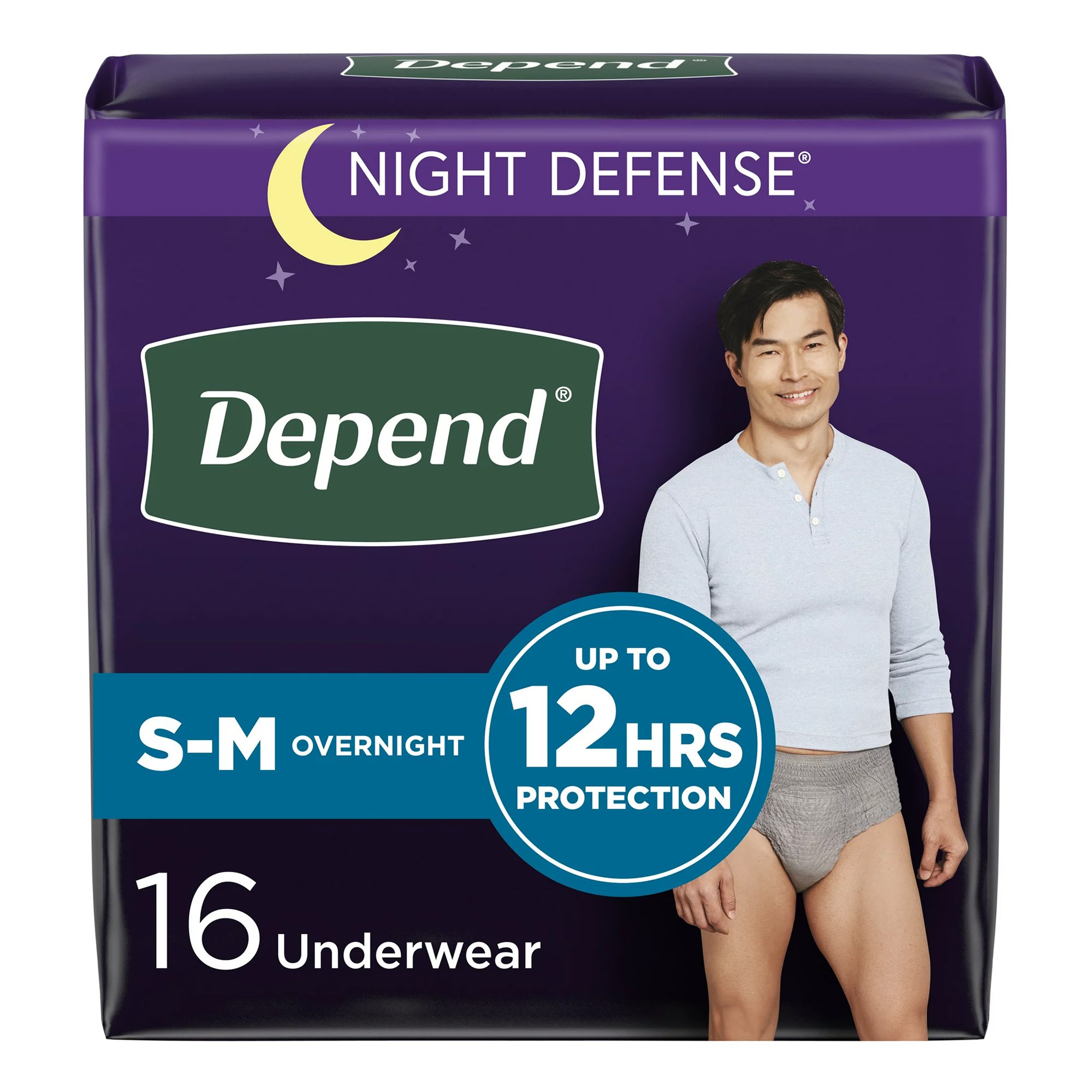 Depend Night Defense Absorbent Underwear for Men, Small/Medium MK 1224721