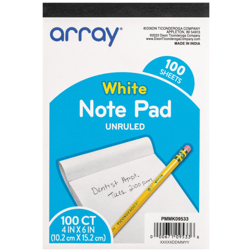 array Note Pad - White (4 x 6) 100 sheets