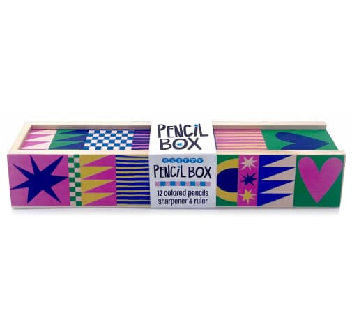 Snifty Geo Love Pencil Box: 12 Colored Pencils, Sharpener & Ruler