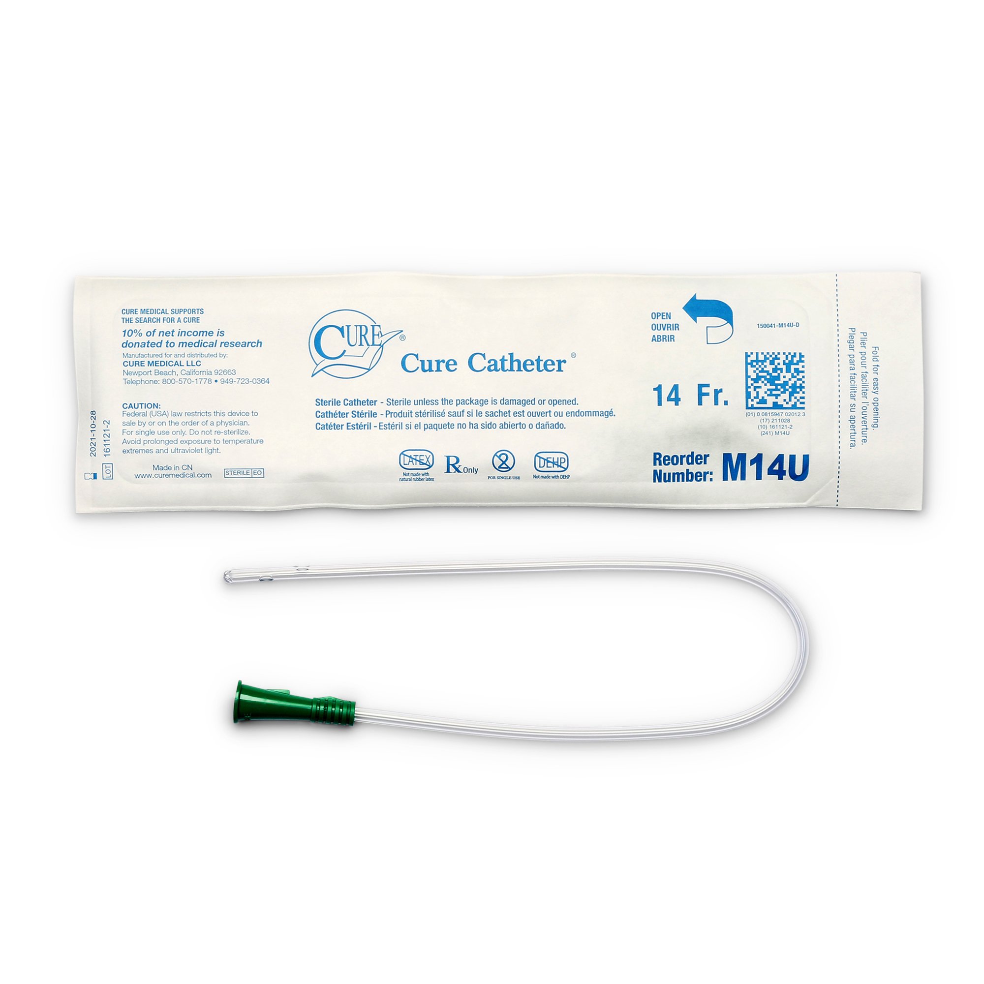 Cure Catheter Urethral Catheter, 14 Fr., Male, Straight MK 868213