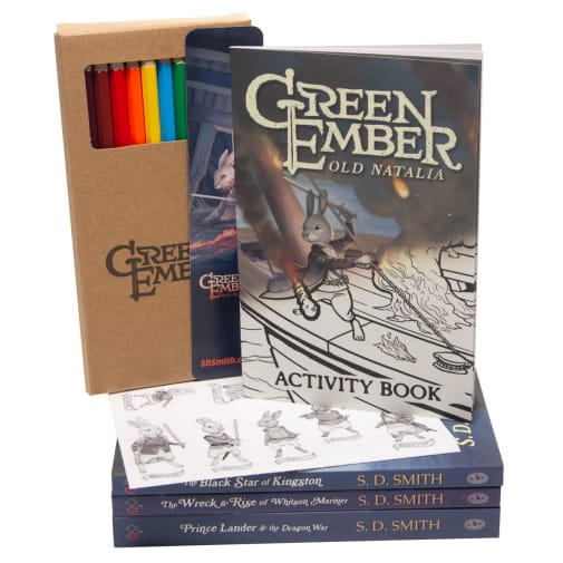 Green Ember Old Natalia 3 Book Set, Activity Book, Colored Pencils, Bookmark, Stickers