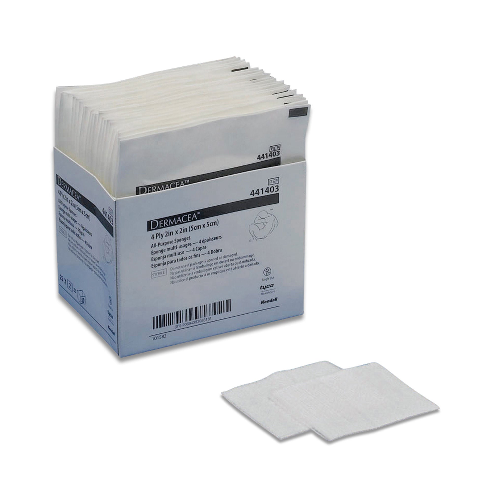 Dermacea Sterile Nonwoven Sponge, 2 x 2 Inch, Four-Ply MK 719496