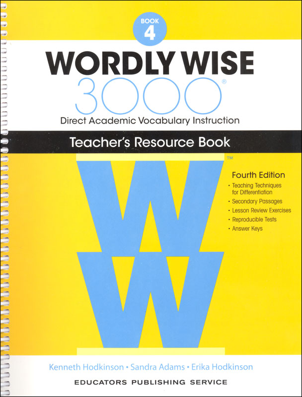 Wordly Wise 3000 Book 4 Teacher Resource Book, 4th Edition
