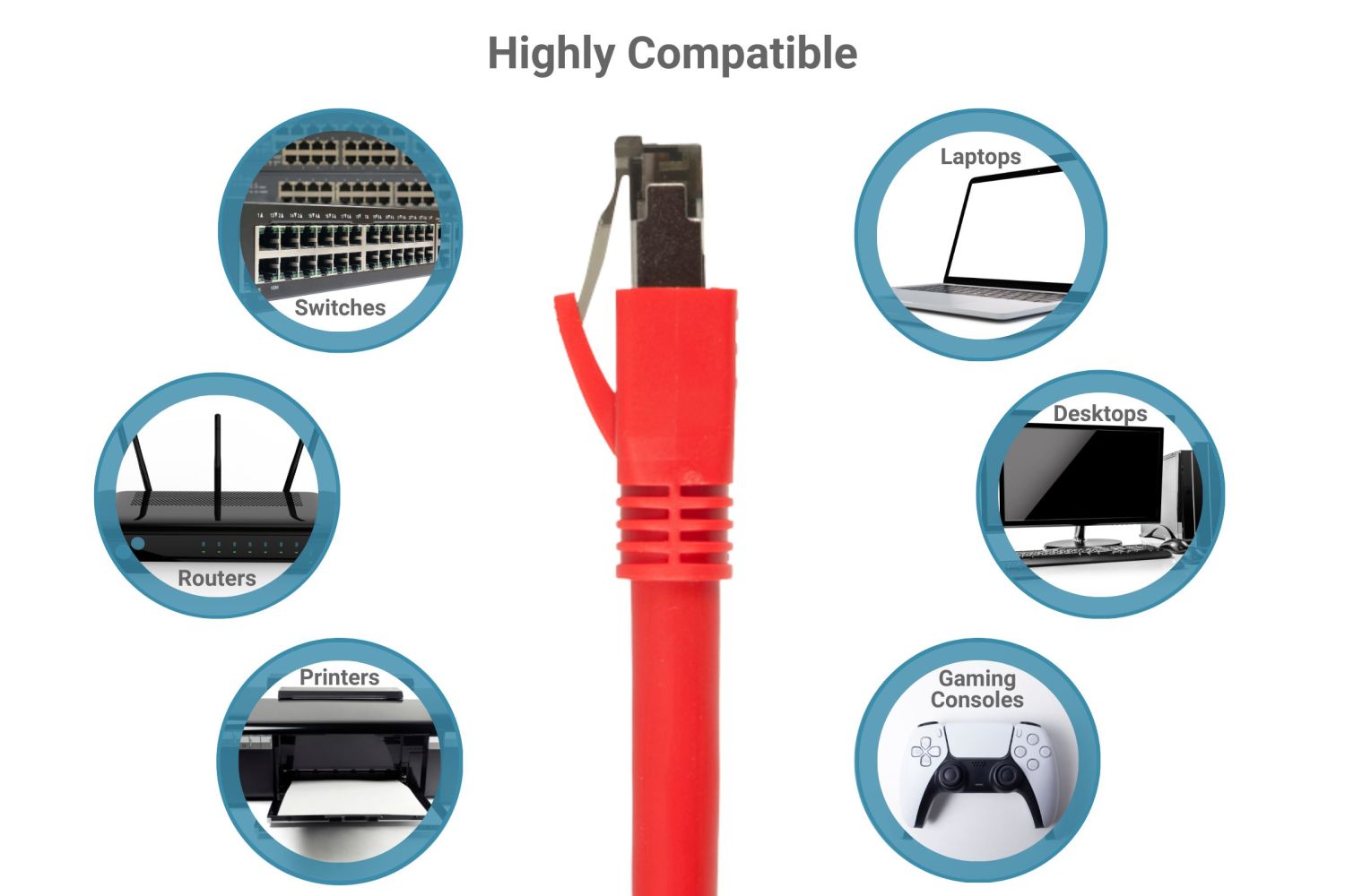 CAT8 Shielded Ethernet Patch Cable, 40Gbps, Snagless, 50 ft