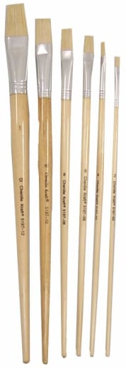 Royal & Langnickel Long Handle White Bristle 6 Flat Paint Brushes