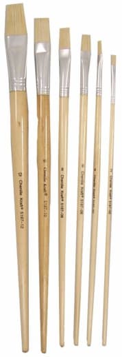 Royal & Langnickel Long Handle White Bristle 6 Flat Paint Brushes