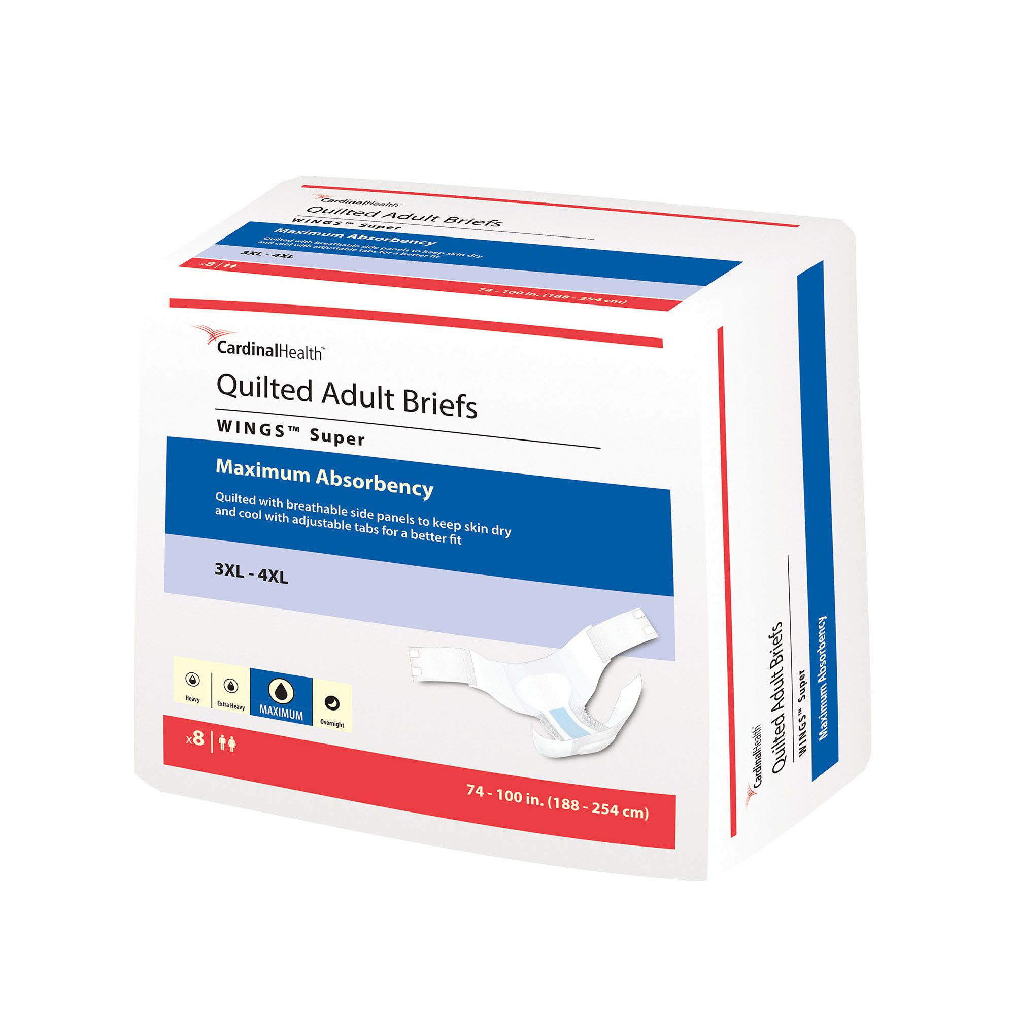 Wings Unisex Adult Incontinence Brief, Tab Closure, 3X-Large, Heavy Absorbency MK 721887