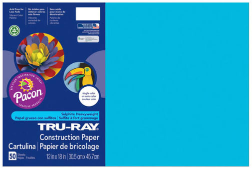 Tru-Ray Sulphite Construction Paper-Atomic Blue (12"x 18") 50 sheets