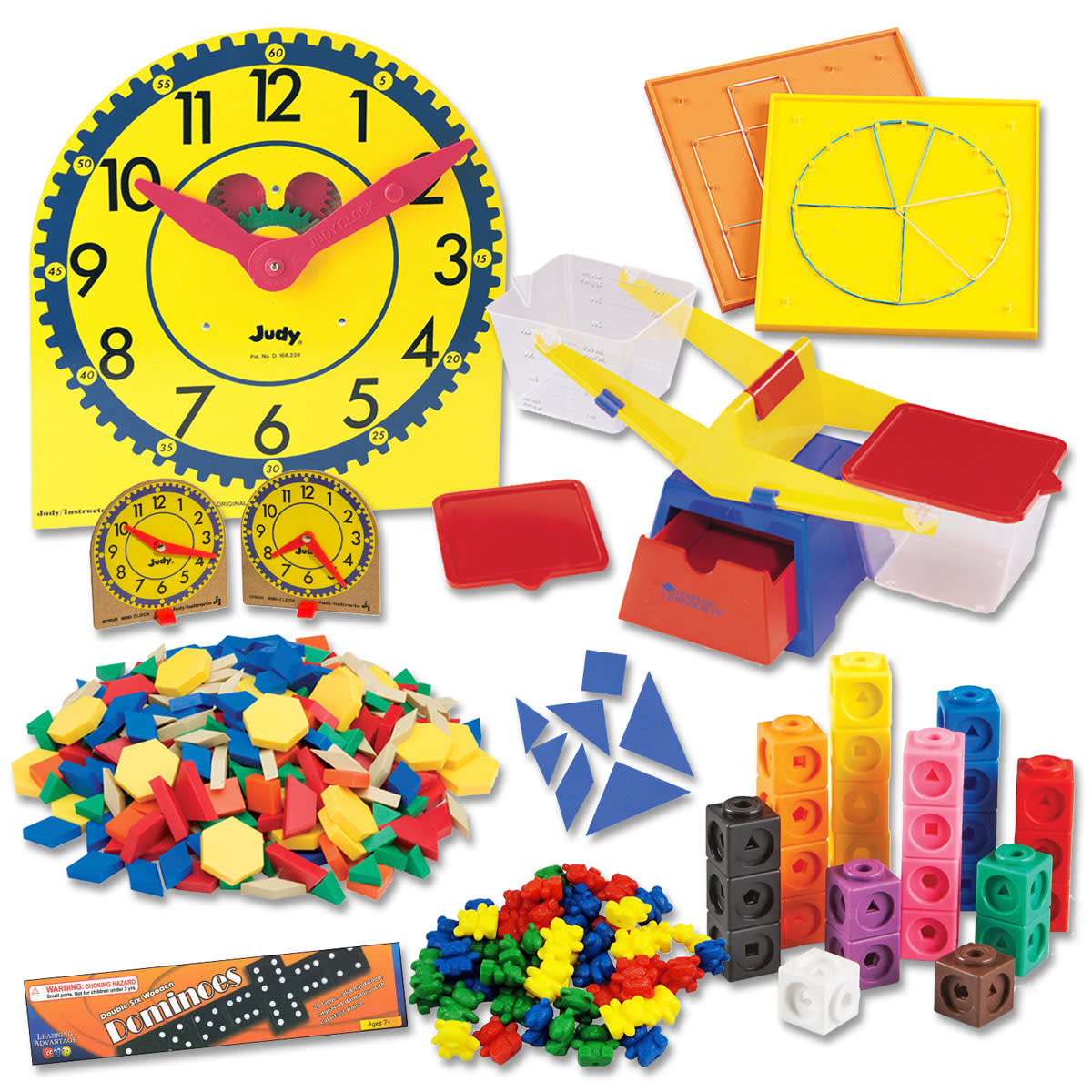 Manipulative Kit K (Plastic Pattern Block Upgrade, Judy Clock, Optional Items)