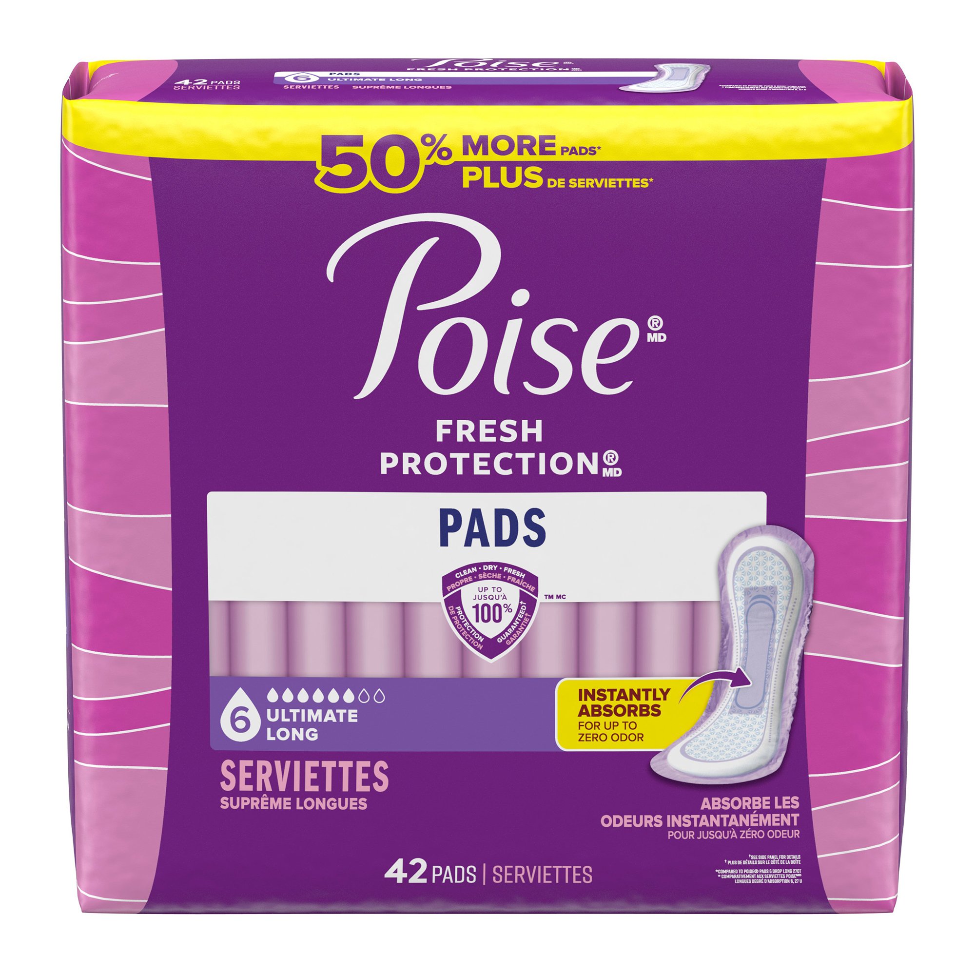 Poise Fresh Protection Pads for Light Bladder Leaks, Ultimate Long MK 1267160