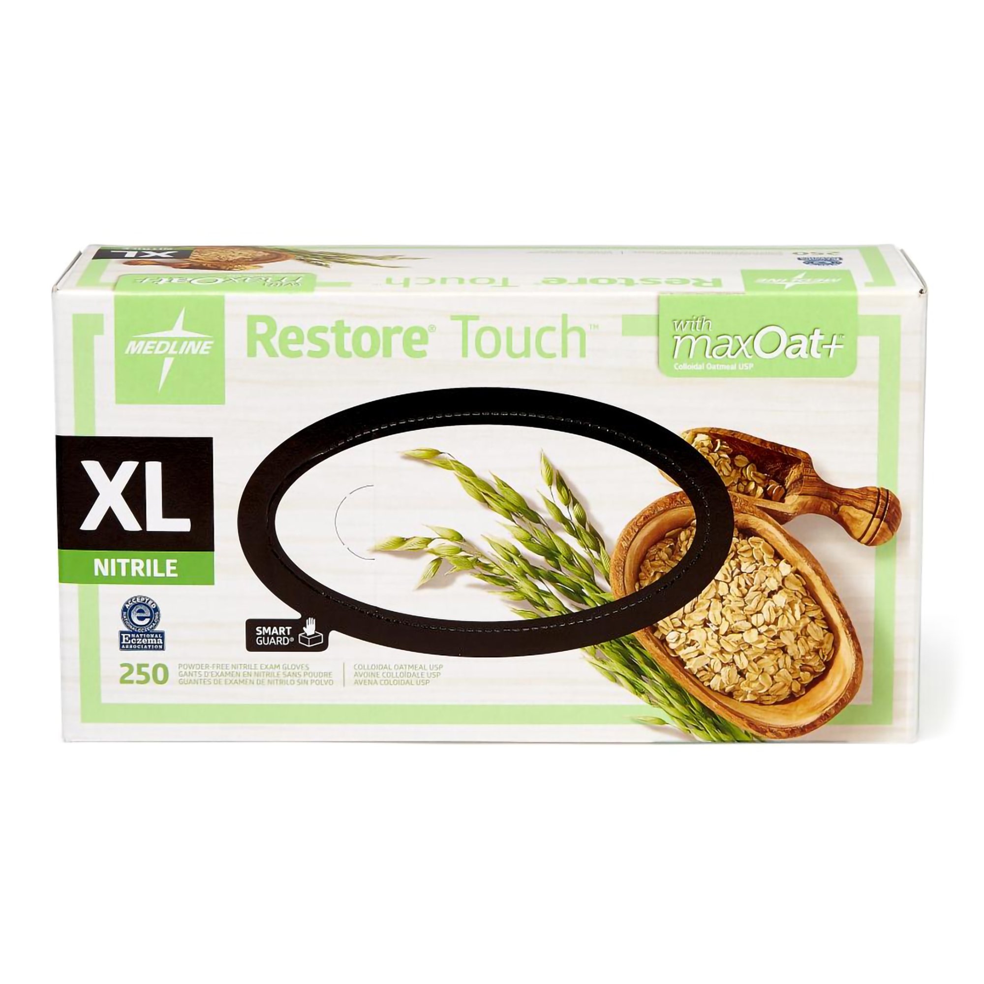 Exam Glove Restore Touch X-Large 250 per Box NonSterile Nitrile Standard Cuff Length Textured Fingertips Green Chemo Tested MK 1212469