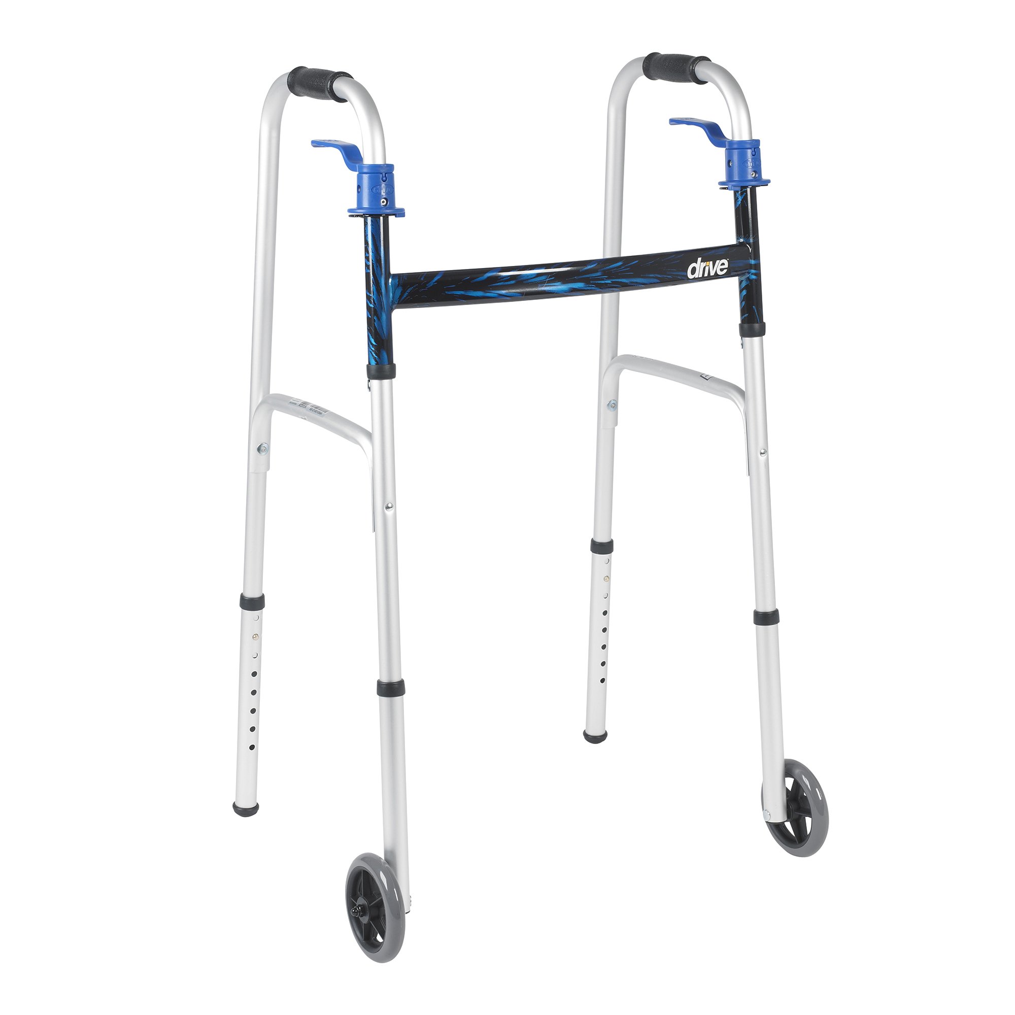 drive Aluminum Dual Release Folding Walker, 32  39 Inch Height MK 741917