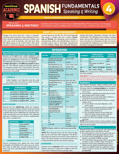 Spanish Fundamentals 4 - Speaking & Writing Quick Study