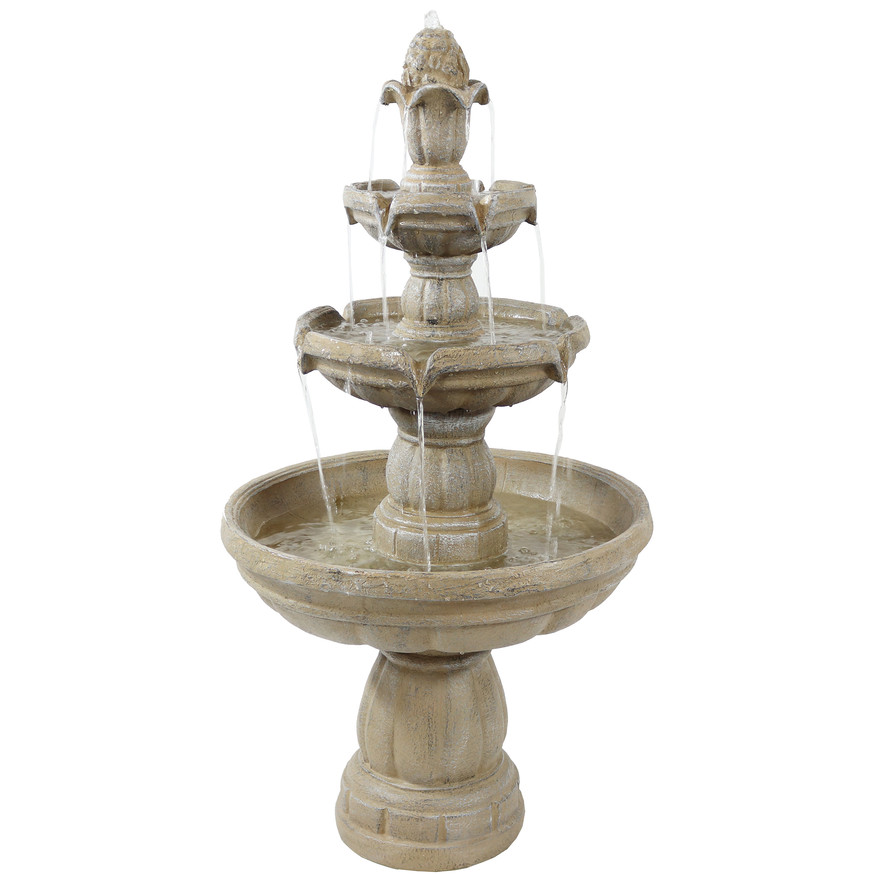 Sunnydaze 3-Tier Outdoor Water Fountain - 48-Inch