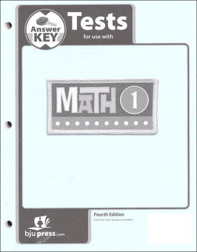 BJU Press Math 1 Test Pack Answer Key 4th Edition