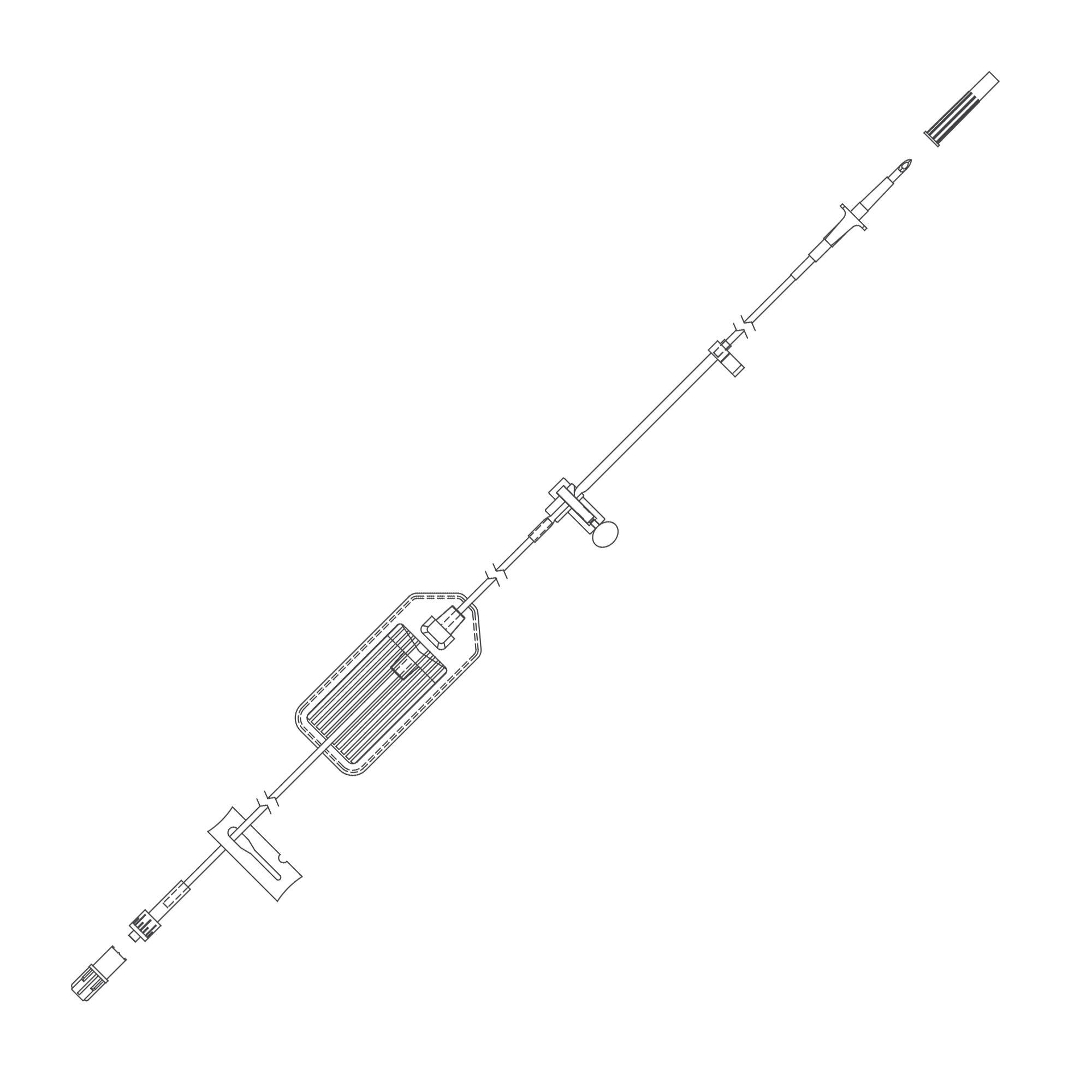 IV Pump Set Curlin Pump Without Ports 15 Drops / mL Drip Rate 1.2 Micron Filter 99 Inch Tubing Solution MK 984343