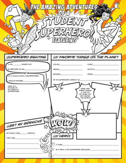Student Superhero Fill Me In Activity Poster