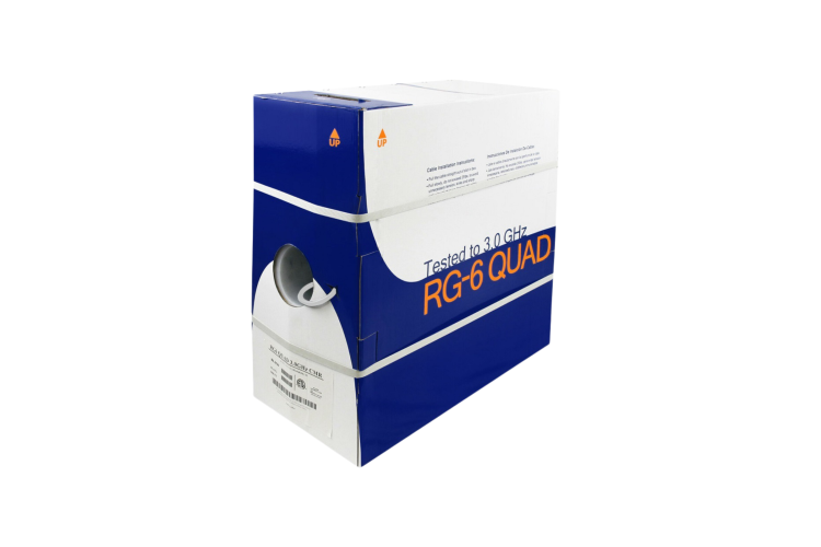 1000Ft RG6 Quad Shield Bare Copper CMR Coax Cable White