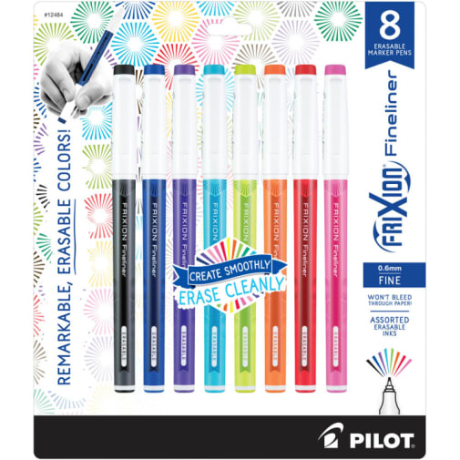 Frixion Fineliner Fine Point Erasable Pen - 8 pack (assorted)