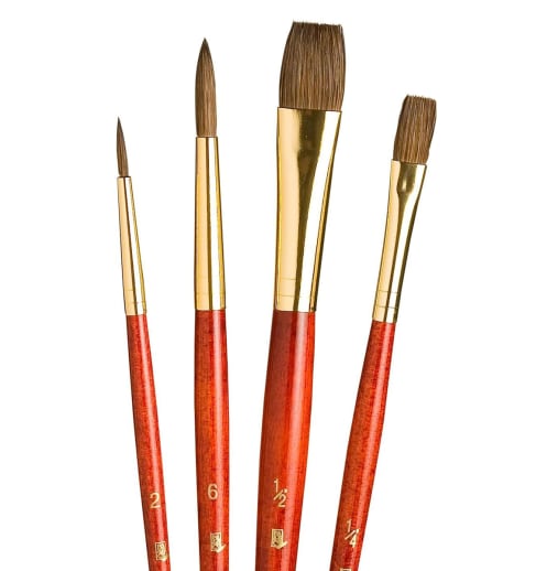 Princeton Art & Brush Camel Round 2, 6, & Wash 1/4, 1/2 Paint Brush Set
