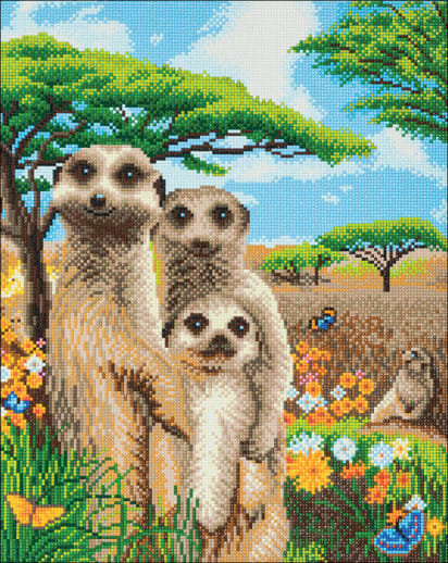 Crystal Art Large Framed Kit - Meerkat Family
