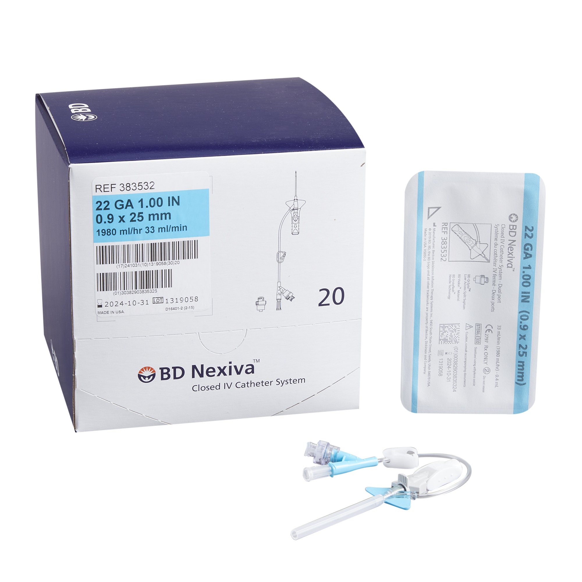 Nexiva Closed IV Catheter, 22 Gauge MK 663668