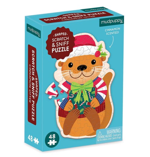 Mudpuppy Cinnamon Otter 48 Piece Scratch and Sniff Shaped Mini Puzzle