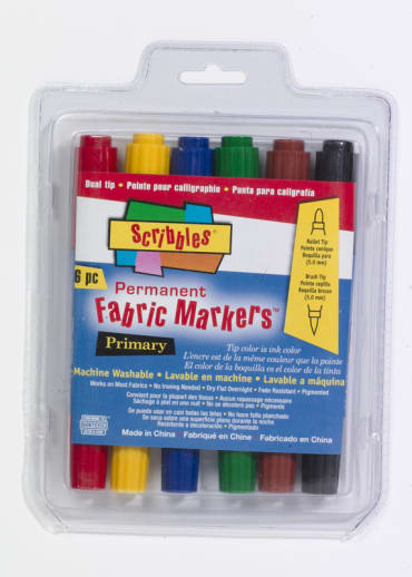 Scribbles Dual Tip Fabric Mrkrs-Primary (6pk)