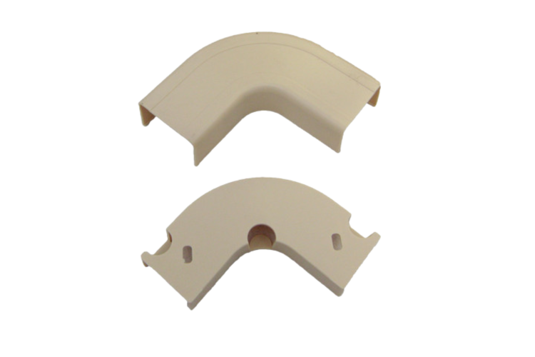 3/4 in Surface Mount Cable Raceway, Flat Elbow, Ivory
