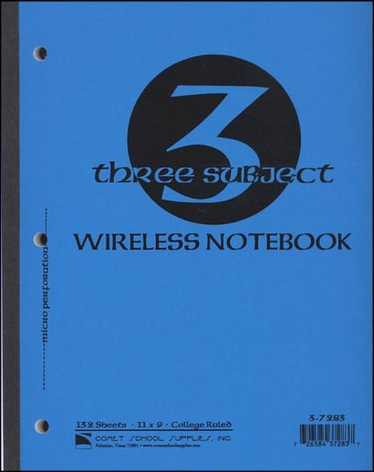 Wireless 3-Section Notebook - 132 Perforated Sheets