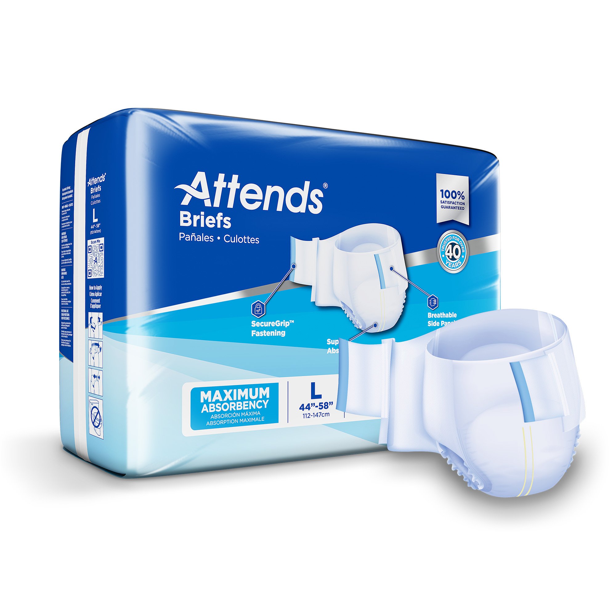 Attends Briefs, Adult, Large, Heavy Absorbency, Disposable MK 955305