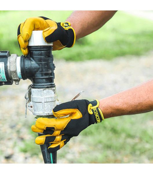 KincoPro&trade; Premium Grain Deerskin & Synthetic Hybrid with Pull-Strap, Black, large