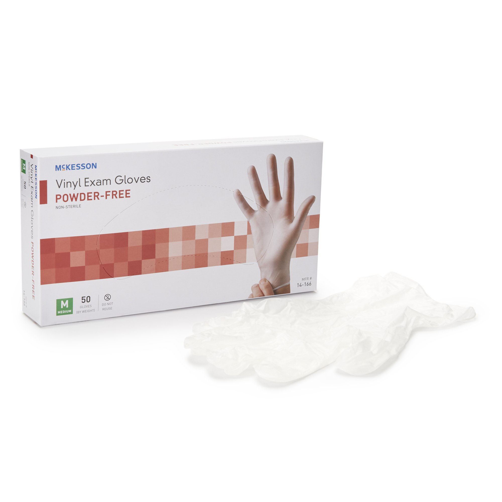 McKesson Confiderm Vinyl Exam Glove, Medium, Clear MK 871023