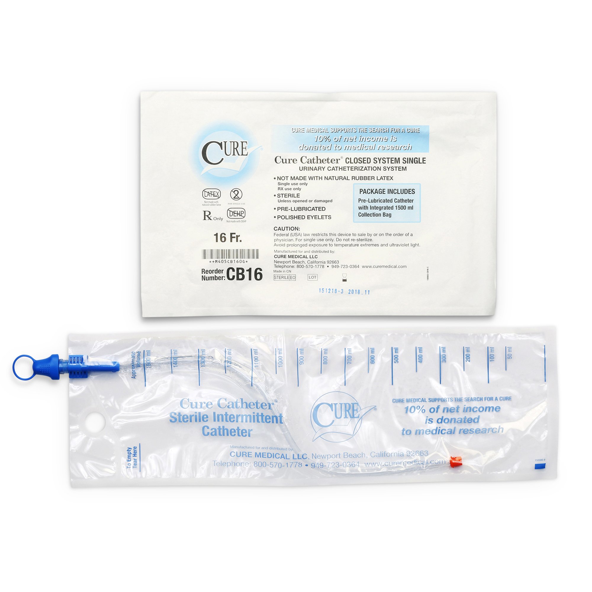 Cure Catheter Intermittent Catheter Tray, 16 Fr. MK 842571