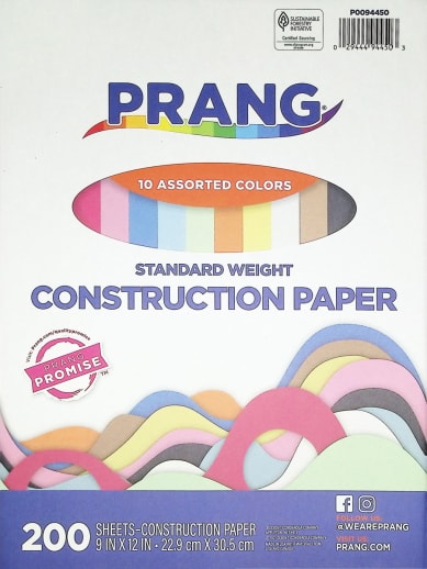 Rainbow Construction Paper, 9x12 (200 sheets in 10 colors)