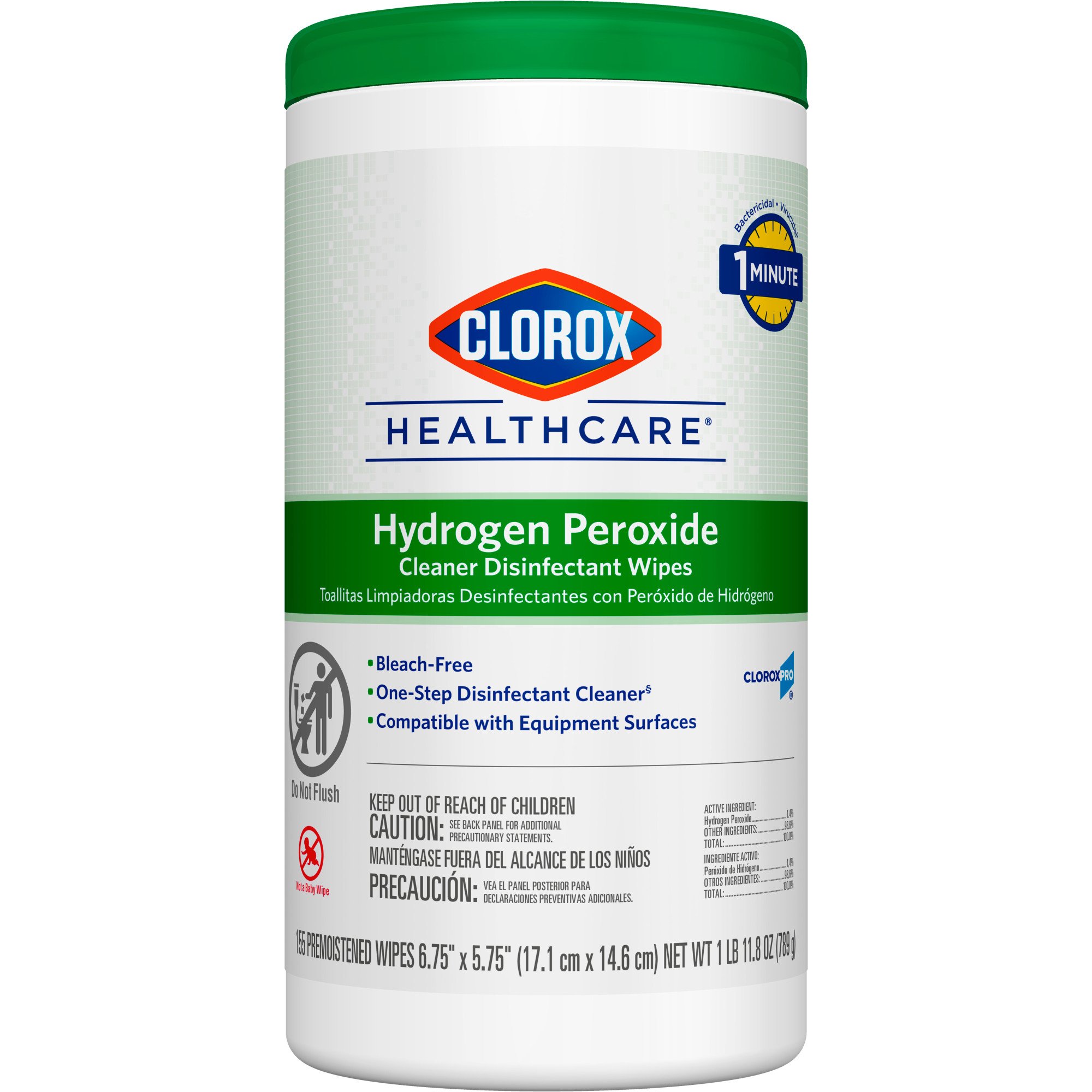 Clorox Healthcare Hydrogen Peroxide Cleaner Disinfectant Wipes 6.75 x 5.75 Inch MK 853530