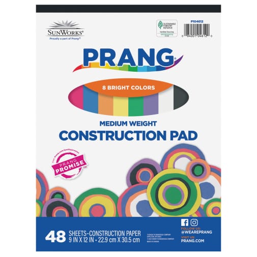 Construction Paper Pad 9" x 12" (48 Sheets, Assorted Colors)