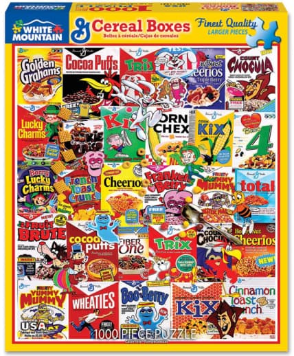 White Mountain Cereal Boxes Collage Jigsaw Puzzle (1000 piece)