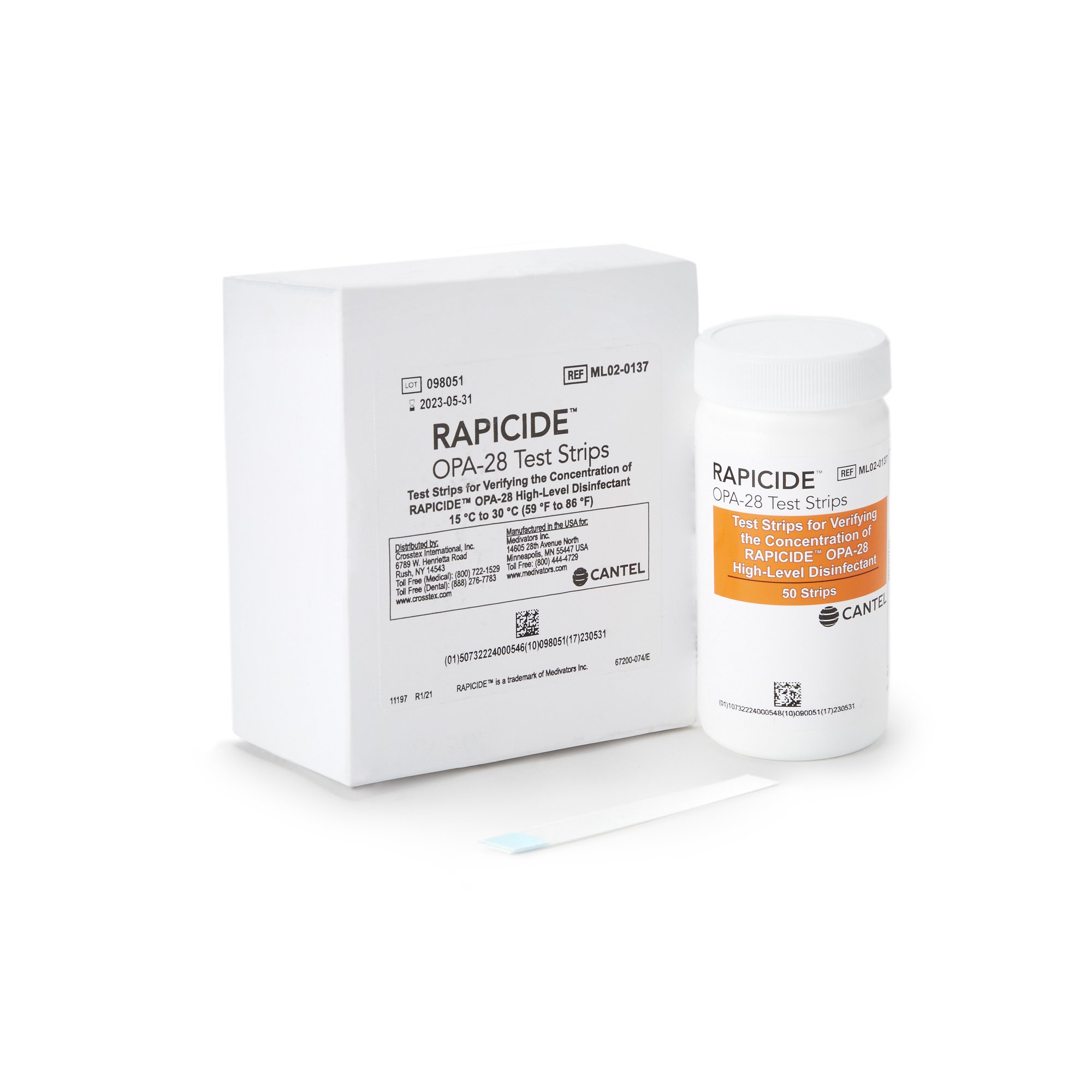 OPA Concentration Indicator Rapicide OPA/28 Pad 50 Test Strips Bottle Single Use MK 835024