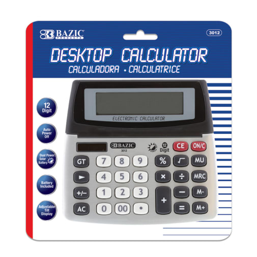 Desktop Calculator 12-Digit Dual Power with Adjustable Display