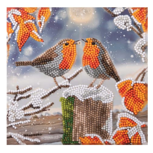 Crystal Art Card Kit: Kissing Robins