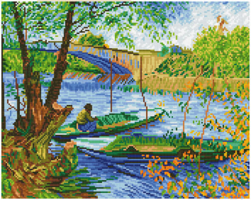 Fishing in Spring (Van Gogh) Diamond Dotz Art Kit (Intermediate)