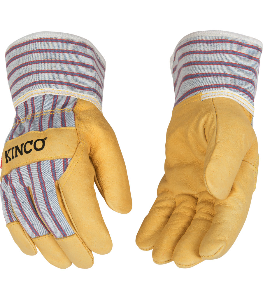 Kids' Grain Leather Palm with Safety Cuff, Striped, large image number 2