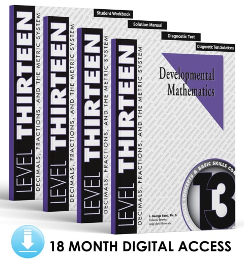 Developmental Math: Level 13 E-Book Set | Decimals, Fractions & the Metric System: Concepts and Skills (18 Month Access)