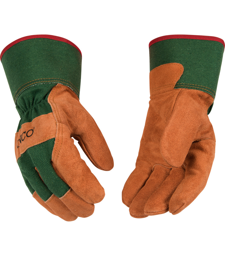 Lined Russet Suede Cowhide Palm with Safety Cuff, Green, large image number 2