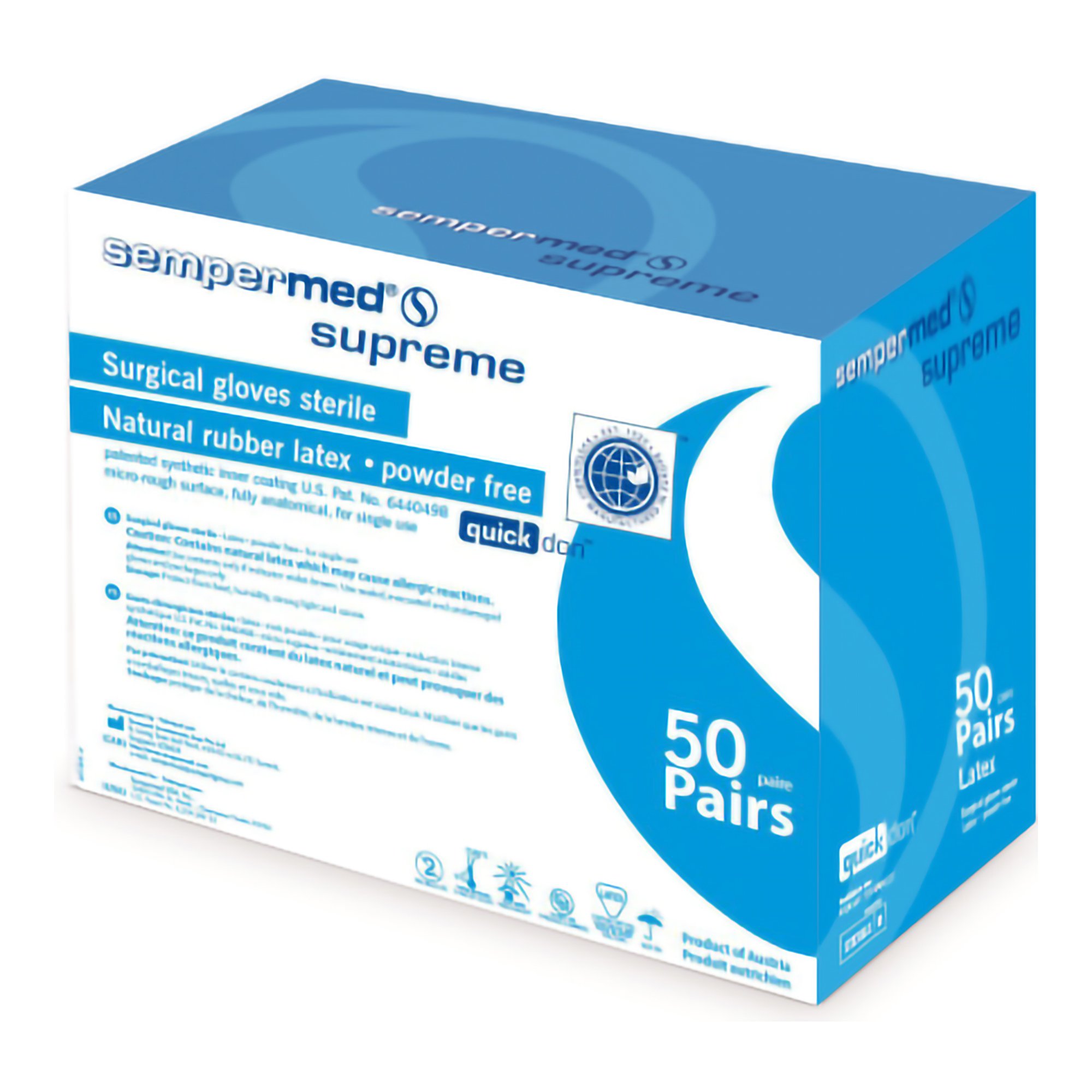 Sempermed Supreme Latex Surgical Glove, Size 9, Ivory MK 554117