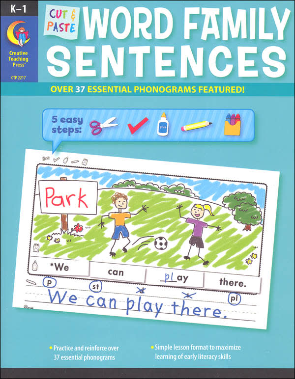 Cut & Paste Word Family Sentences